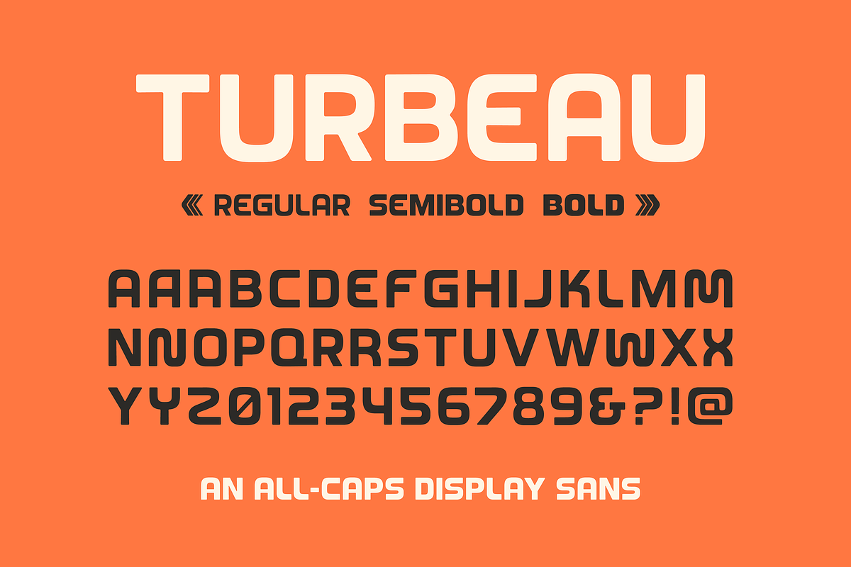 Turbeau — Retro-futuristic font, a Font by SimpleBits® (Photo 7 of 7)