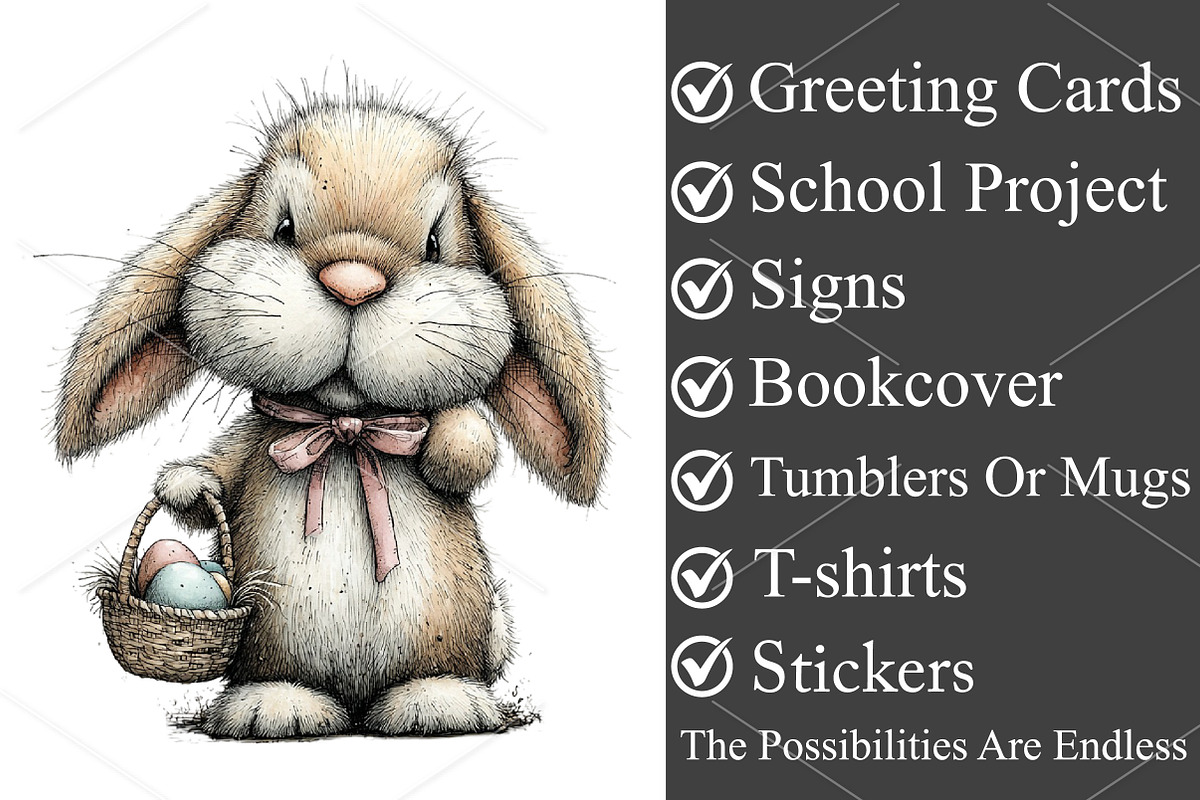 Whimsical Bunny Easter Clipart PNG, a Seasonal Illustration by Canvas Craft (Photo 3 of 7)