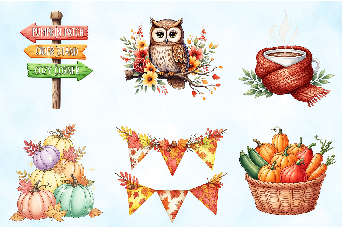 Watercolor Enjoy Autumn Clipart, an Illustration by Craft Nest (Photo 5 of 9)