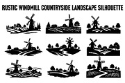Dutch Windmill Field Set, an Illustration by Designs_River (Thumbnail 1 of 10)
