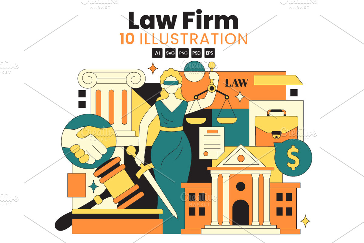10 Law Firm Services Illustration, a Finance Illustration by denayunebgt (Photo 1 of 4)
