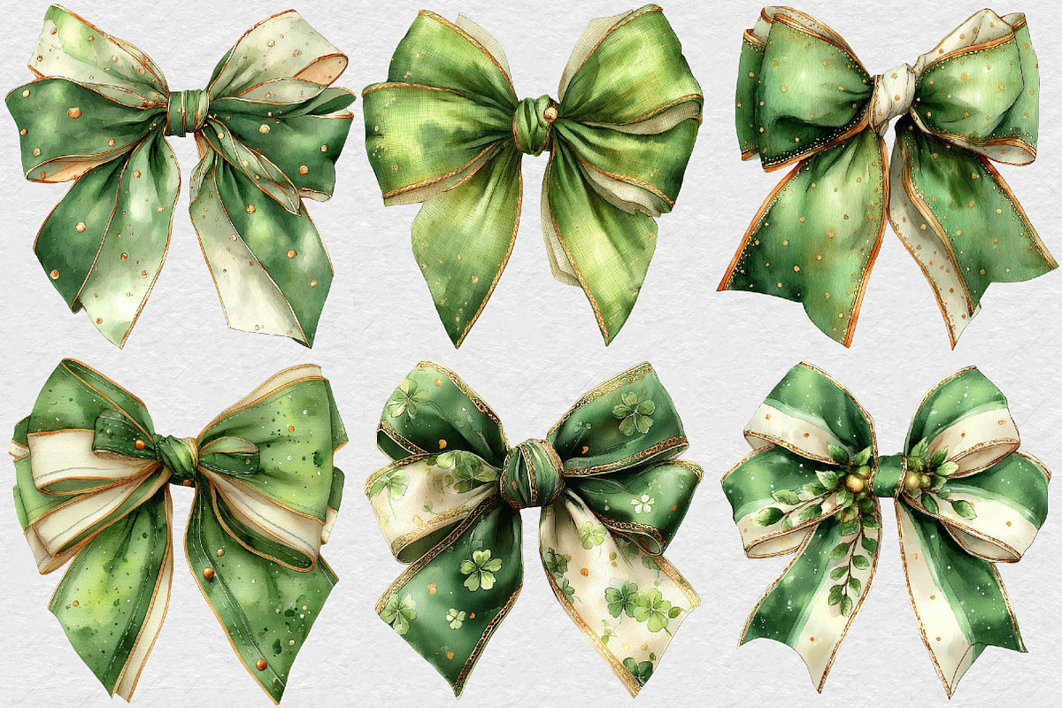 St. Patrick's Day Bow Clipart, an Illustration by DreamCafeArt (Photo 6 of 6)