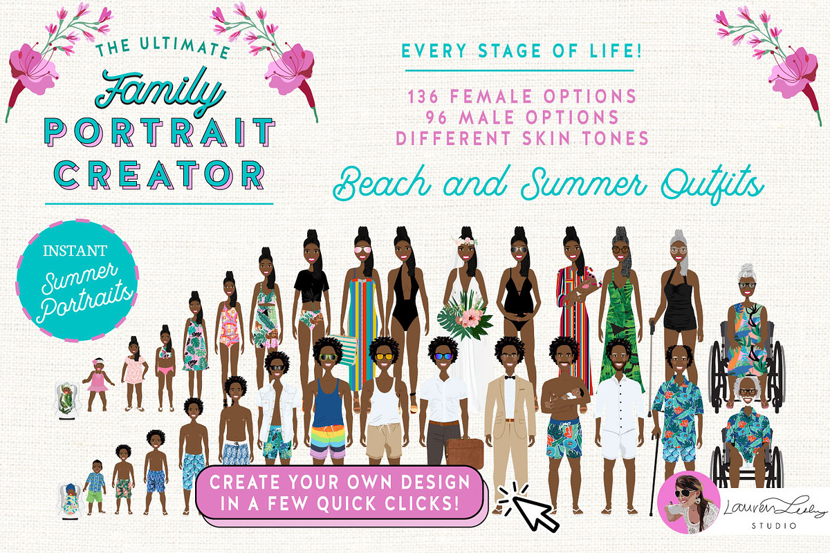 Portrait Creator Family Summer Beach, a Person Illustration by Lauren Lesley Studio (Photo 13 of 15)
