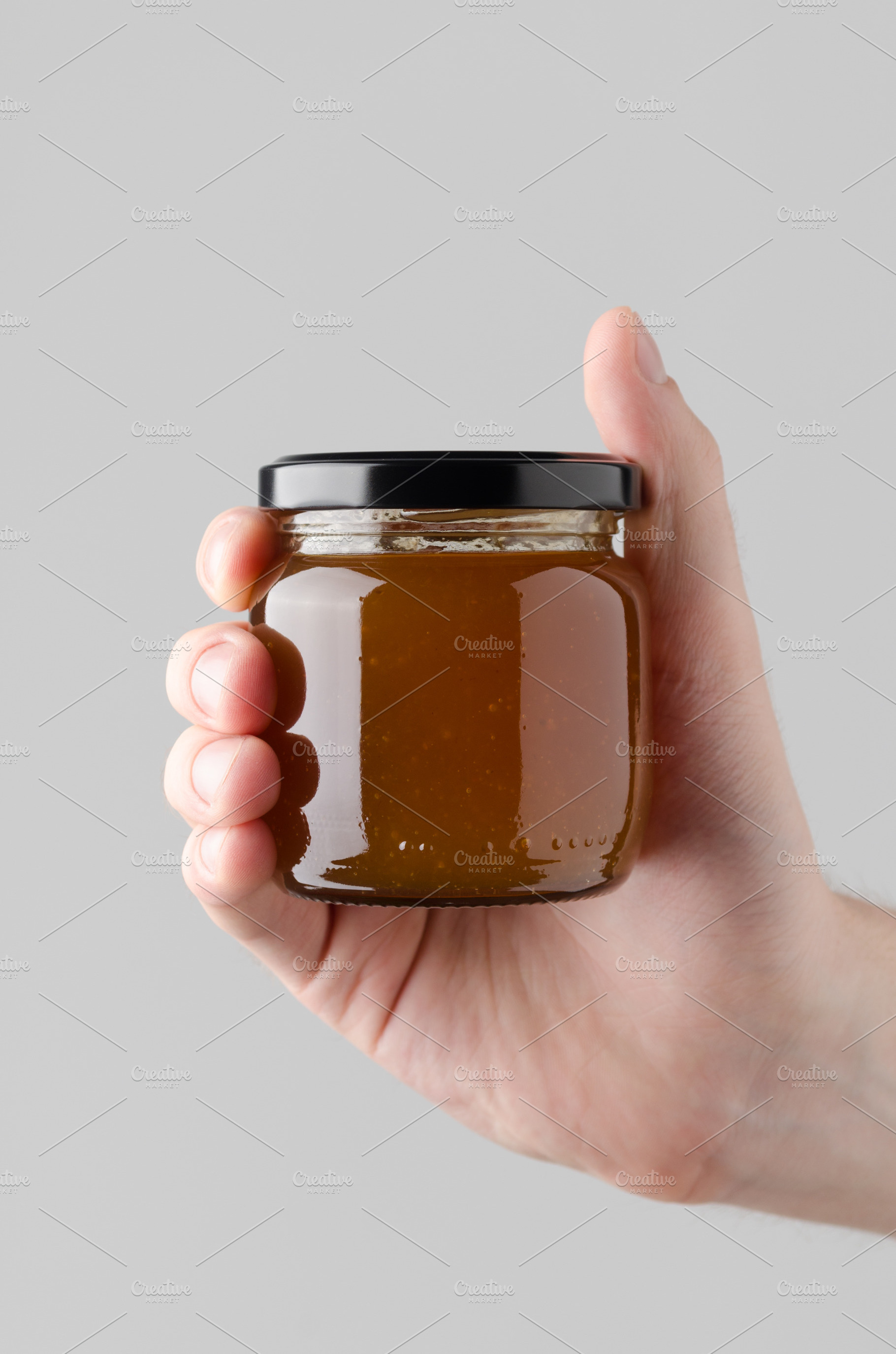 Apricot jam jar mockup JPEG, a Food & Drink Photo by Shablon