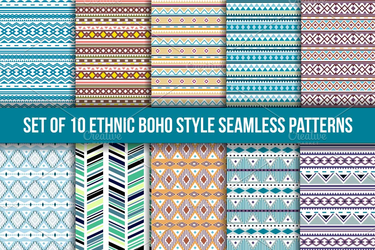 Set of 10 boho seamless patterns, a Pattern Graphic by DruZhi Art (Photo 2 of 4)