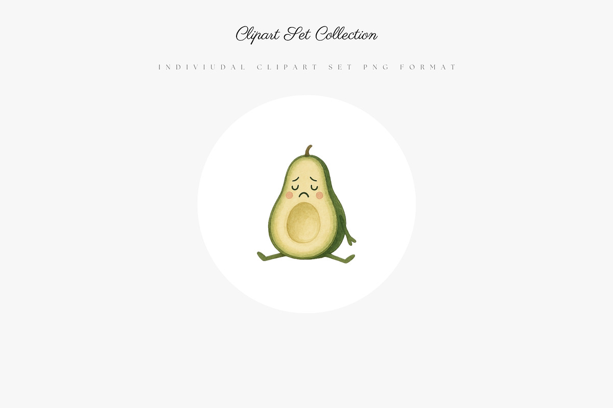 Cute Kawaii Avocado Clipart Set, an Illustration by Pati Paints (Photo 9 of 10)