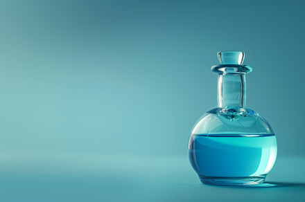 The glass bottle, featuring a round, a Photo by Tanuart