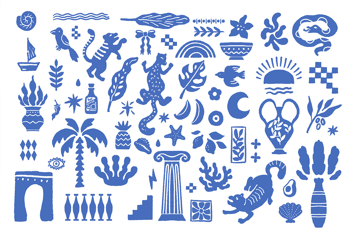 Linocut Coastal Patterns & Clipart, an Object Graphic by Sonulkaster (Photo 5 of 11)