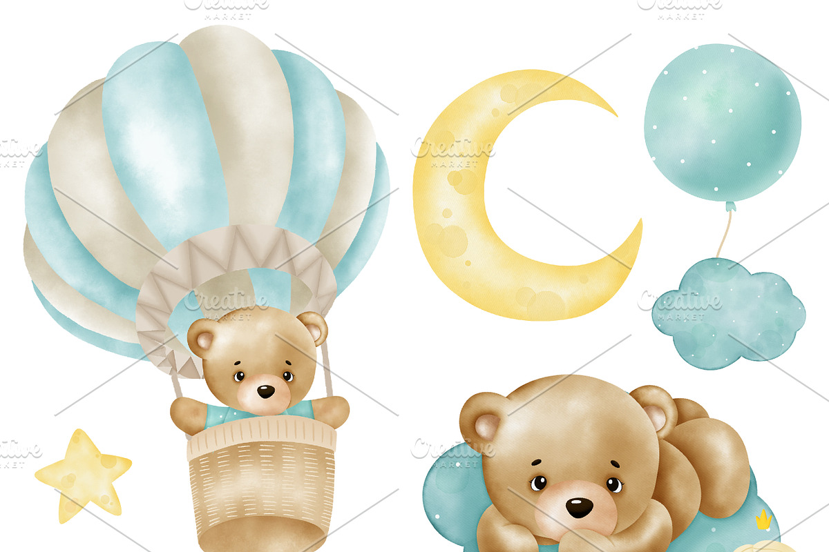 Watercolor bear clipart. Baby bears, an Animal Illustration by Natalya_Mona_Art (Photo 7 of 10)