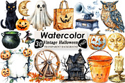 Vintage Halloween Clipart, an Illustration by Black Bird Studio (Thumbnail 1 of 6)