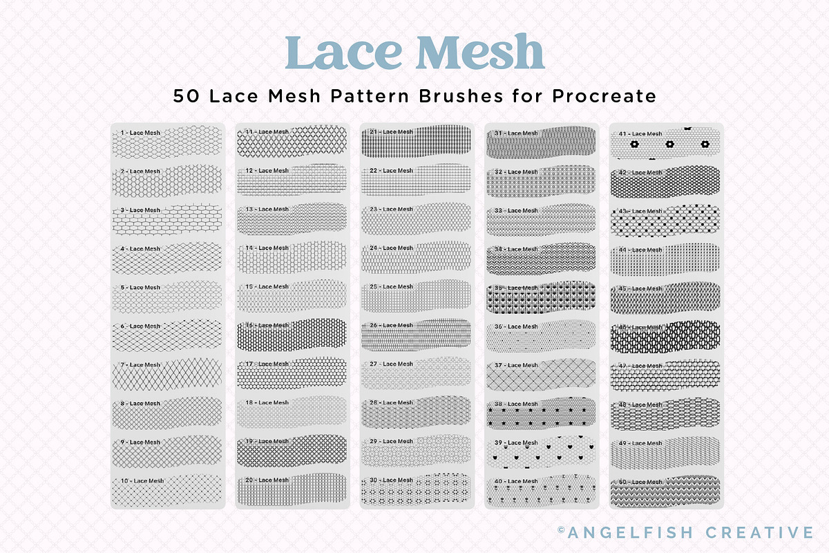 Lace Mesh Procreate Brush Set, a Brush Add-On by AngelfishCreative (Photo 3 of 11)