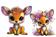 Cute Deer Spring Clipart Bundle, an Illustration by Designworld (Thumbnail 5 of 8)