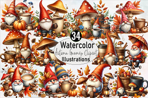 Autumn Gnomes  Sublimation Clipart B, an Illustration by SVGArt