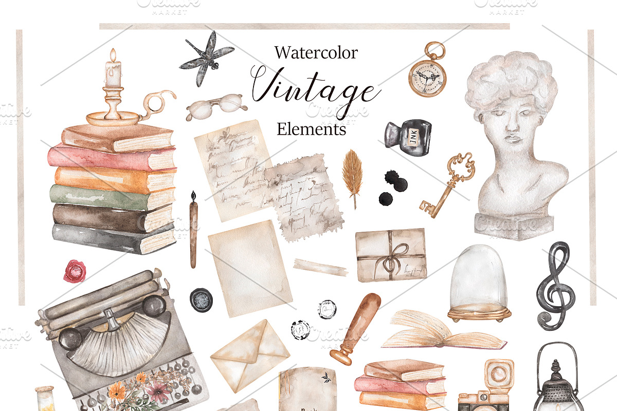 Watercolor Vintage Aesthetic, a Decorative Illustration by MayaNavits (Photo 3 of 15)