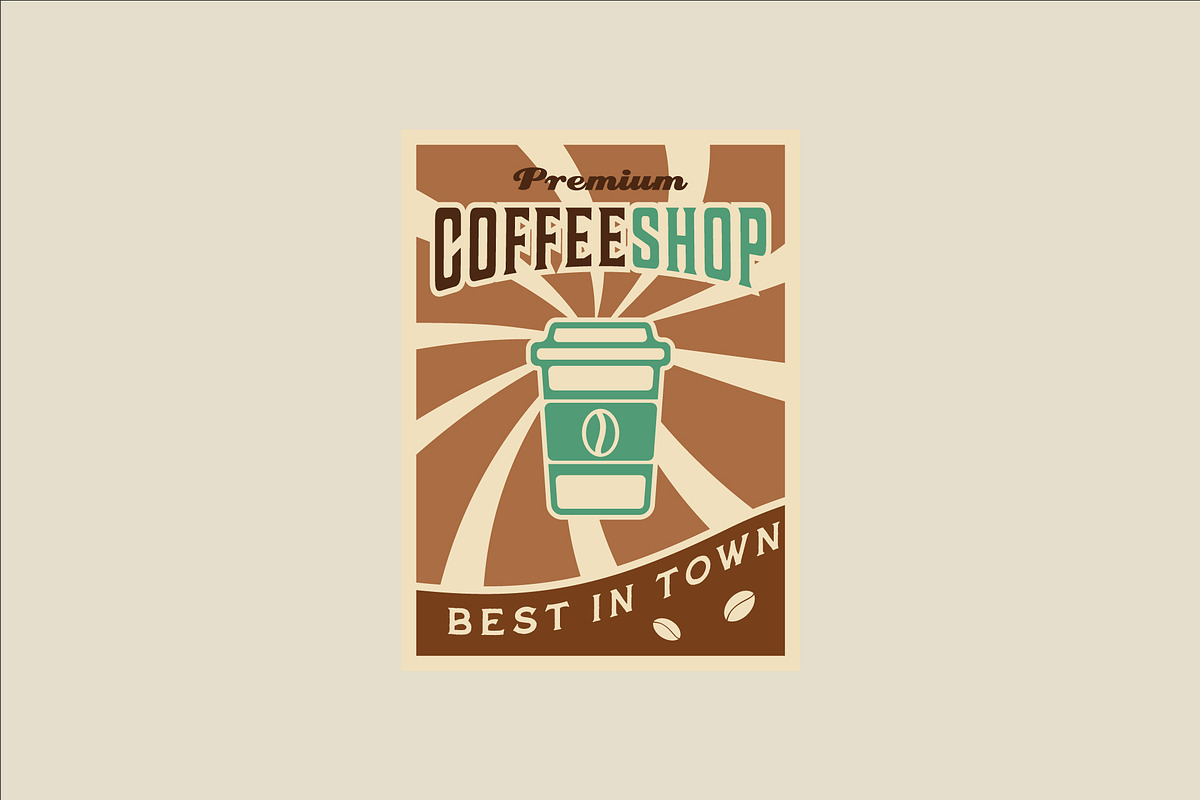 coffee shop vector poster vintage, a Poster Template by zyxroun shop