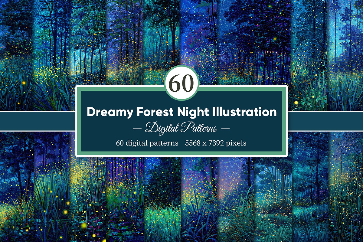Dreamy Forest Night Illustration, a Decorative Illustration by Housui Patterns (Photo 1 of 12)