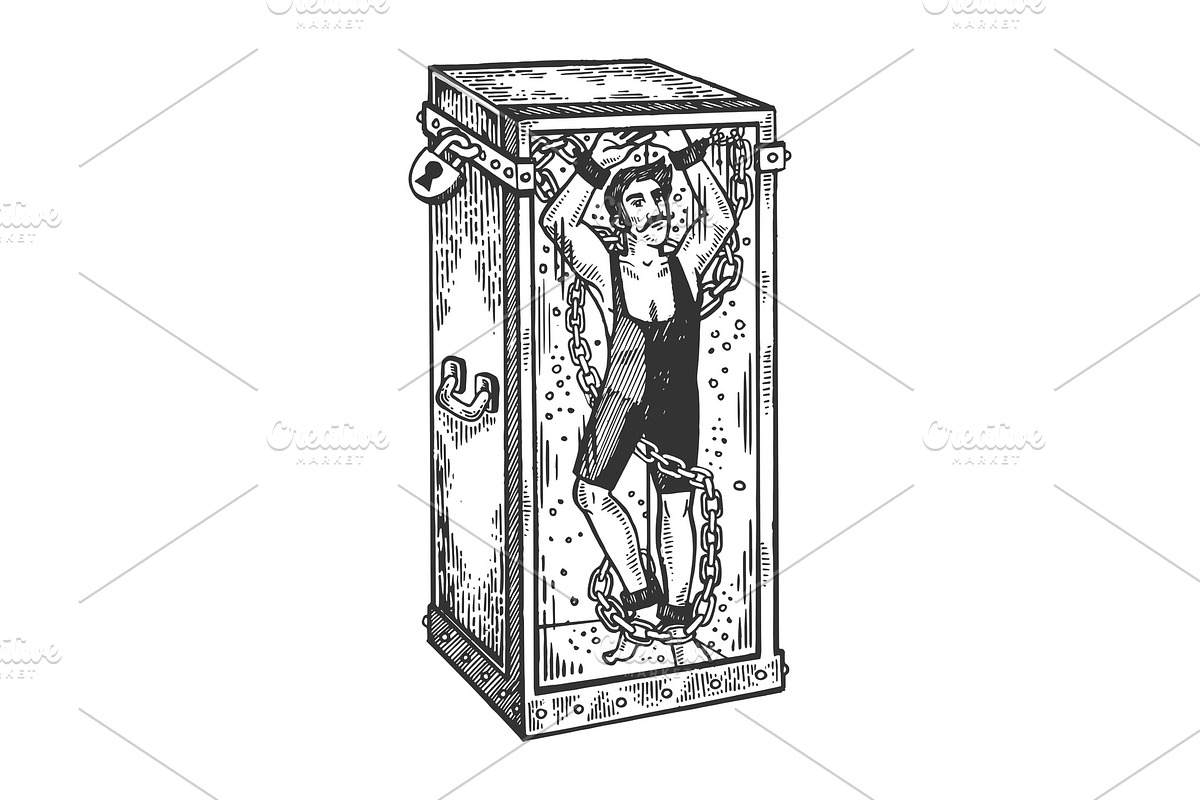 Circus trick in aquarium engraving, an Illustration by AlexArt