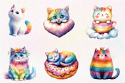 Adorable Rainbow Cute Cat Clipart, an Illustration by CreationArt (Thumbnail 8 of 9)