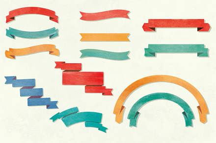 Watercolor vector ribbons