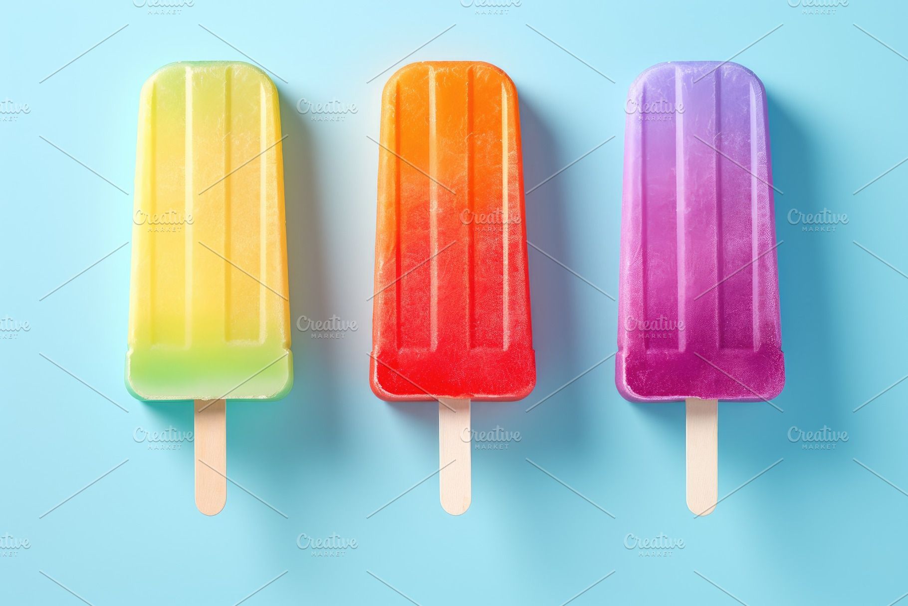 Colorful popsicles on blue backgroun, a Photo by Iftikhar Alam