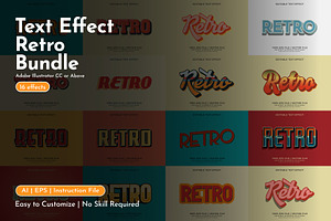 Retro Text Effects Bundle, a Layer Style Add-On by WM48 Shop