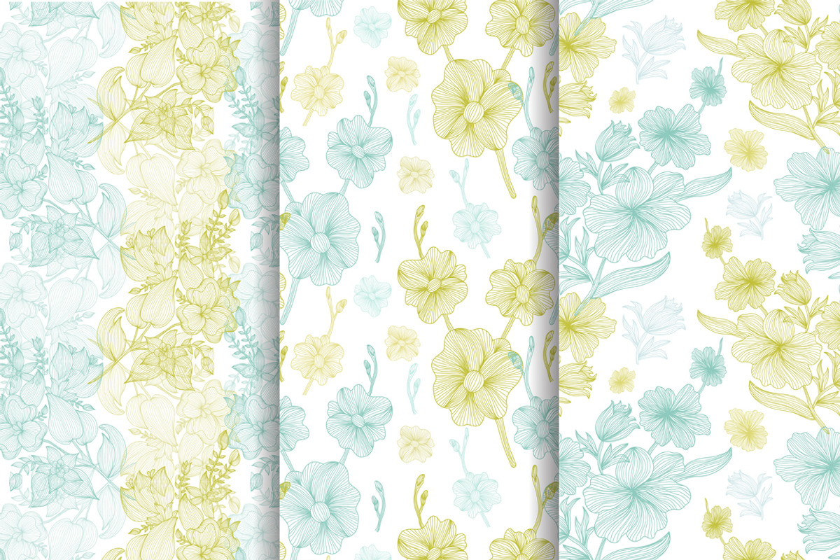 6 Floral Seamless Patterns Set preview 3