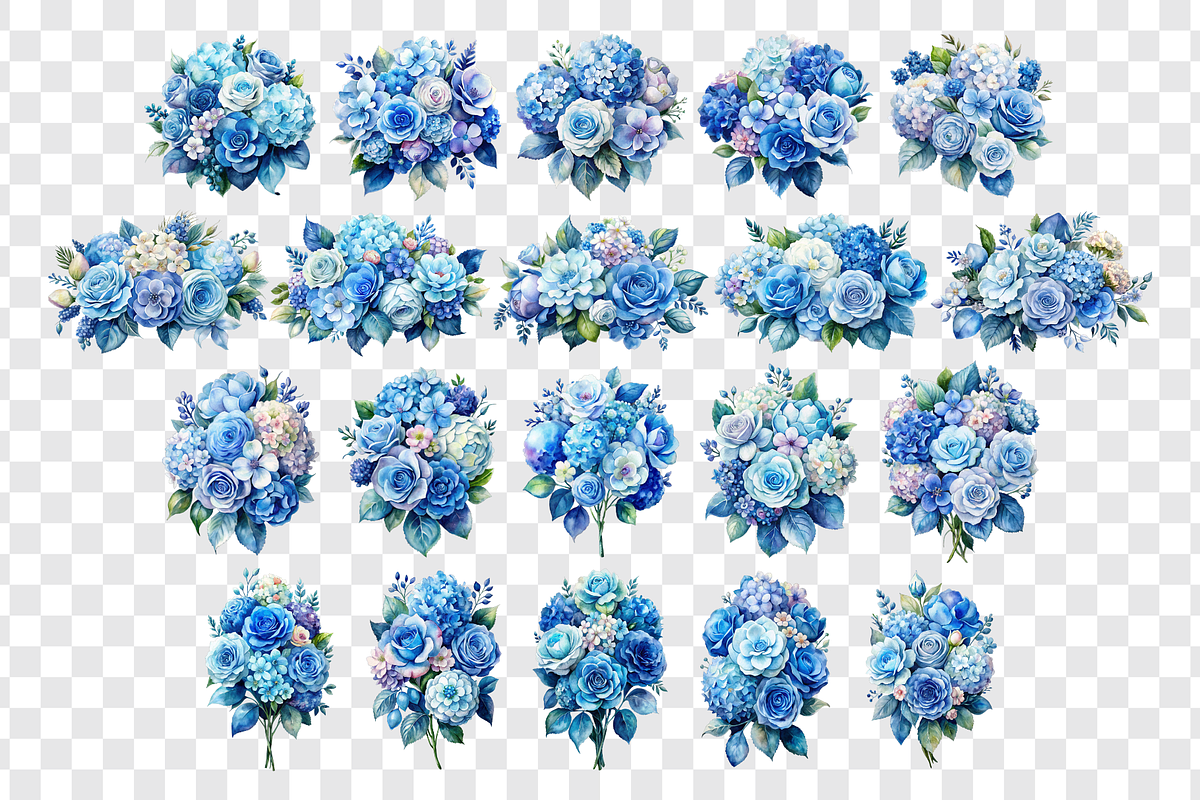 Blue Hydrangea Floral Clipart, a Graphic by Velvet Muse (Photo 3 of 5)