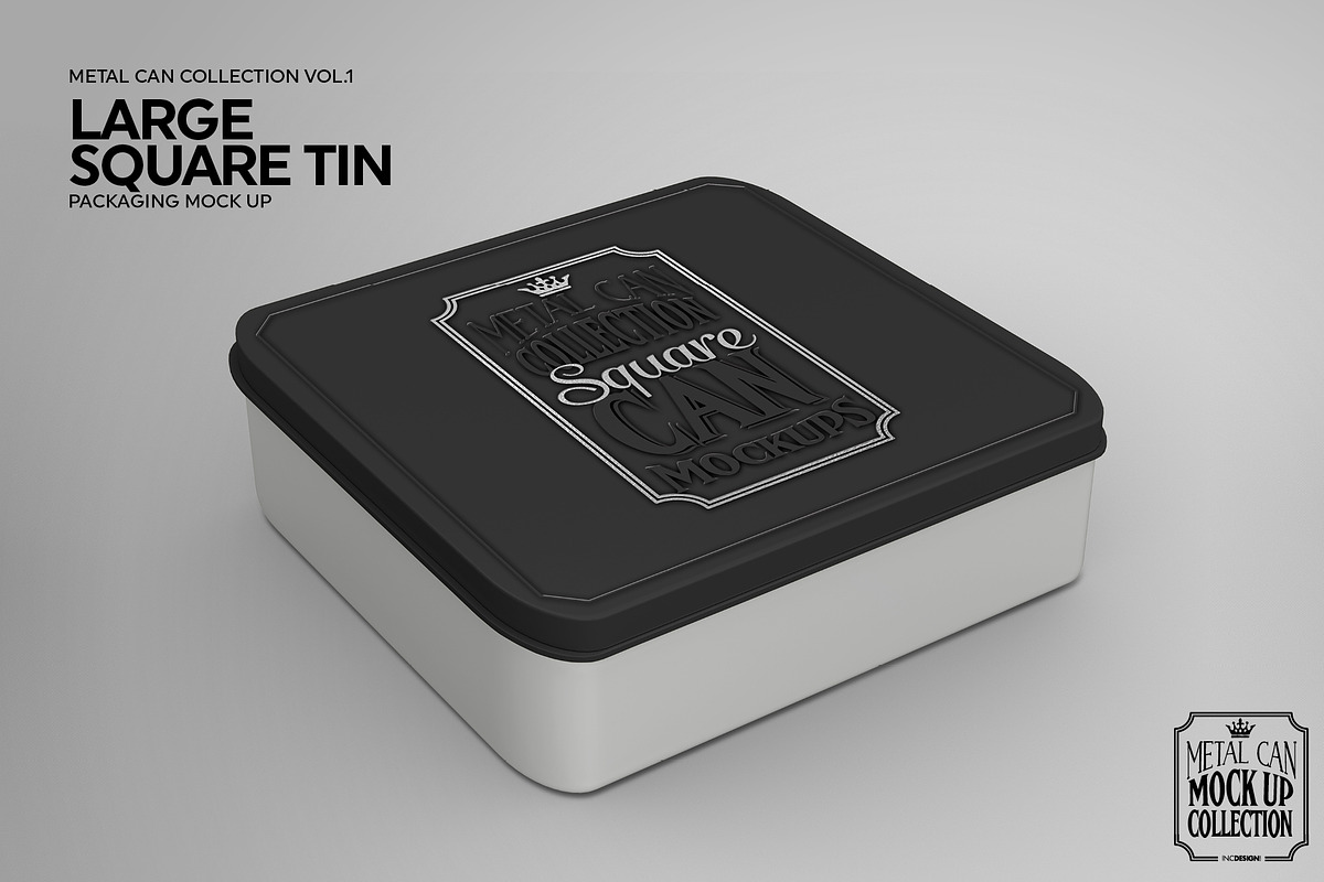 Large Square Tin Packaging Mockup, a Cups & Container Mockup by INCDesign (Photo 3 of 5)