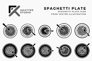 Spaghetti Plate Icon Vector, a Solid Icon by Akatype Studio