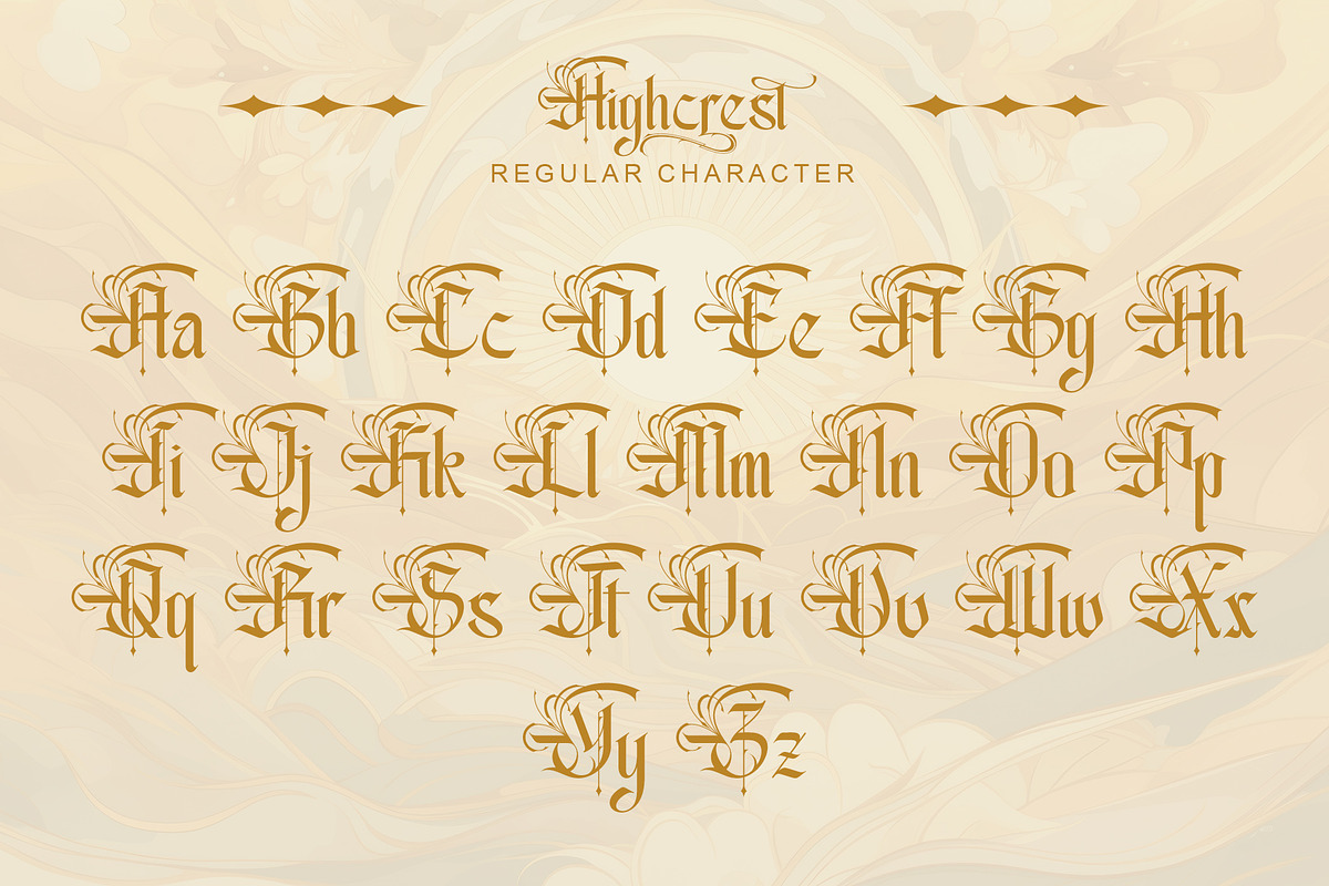 Highcrest Elegant Blackletter Font, a Blackletter Font by Letterara (Photo 11 of 15)
