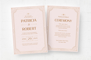 Pink Art Deco Wedding Stationery