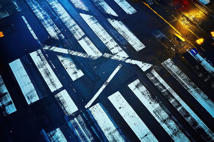 A striking view of a city intersecti, a Photo by Tanuart