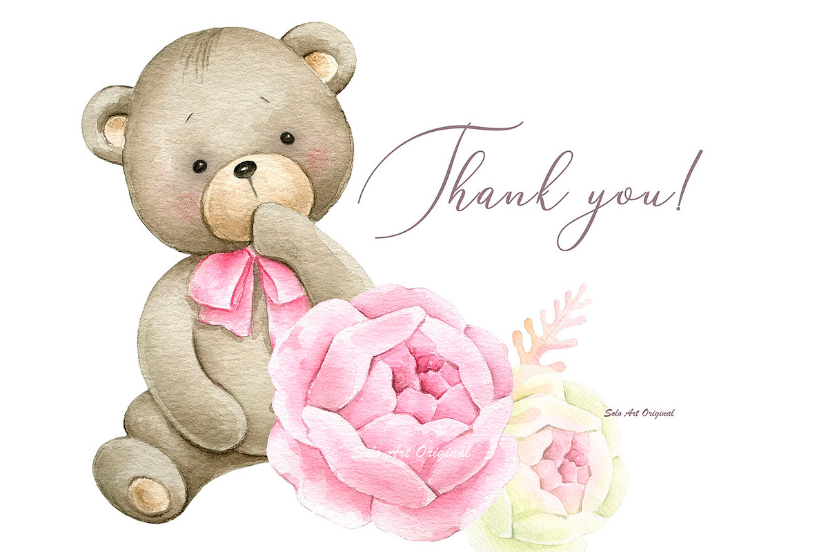 Little bear Baby girl shower Clipart, an Animal Illustration by Solo Art Original (Photo 7 of 7)
