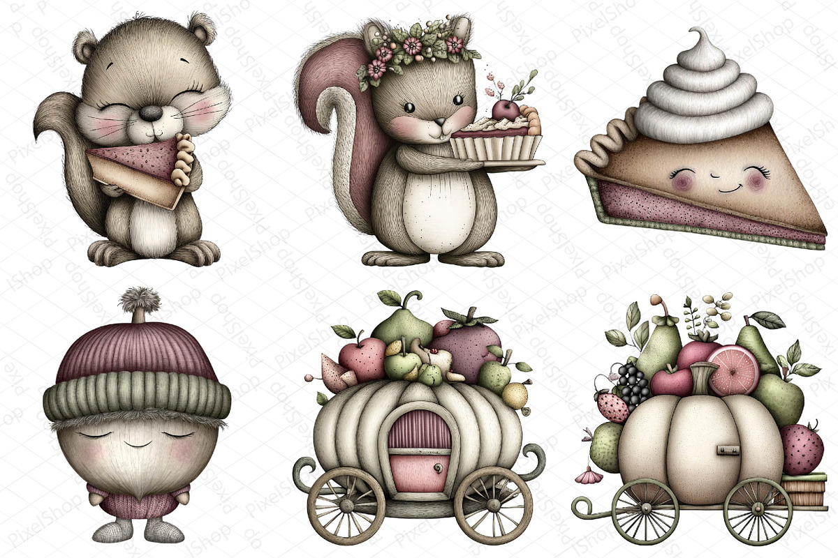 Whimsical Thanksgiving Clipart Bundl, an Illustration by DreamPrint404 (Photo 3 of 7)