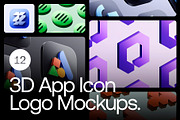 3D App Icon Logo Mockups - 12 Scenes, a Product Mockup by Asylab (Thumbnail 1 of 22)
