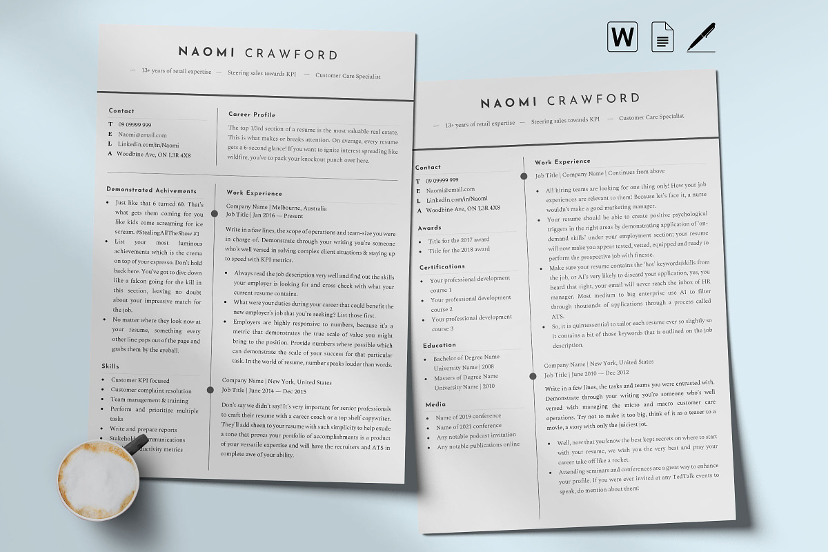 Pages Resume Templates, Word & Doc, a Resume Template by Career Canvas (Photo 3 of 11)