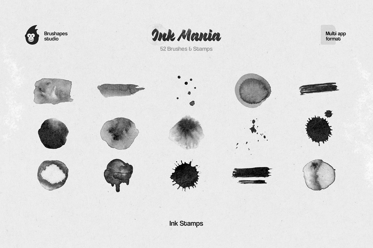 Ink Mania Multi App Brushes, a Brush Add-On by brushapes.com (Photo 8 of 10)