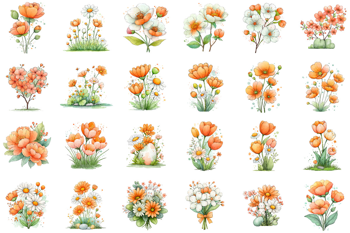 Whimsical Easter Flowers Clipart Png, an Illustration by Sublimation Artist (Photo 2 of 7)