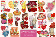 Retro Valentine's Day Clip Art, a Seasonal Illustration by Patterns for Dessert (Thumbnail 1 of 6)