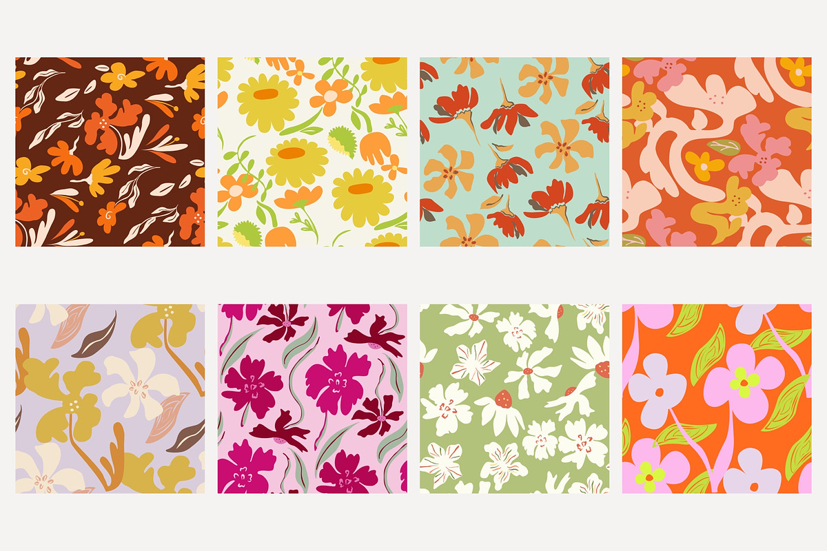 Whimsical Playful Floral Patterns, a Pattern Graphic by Trisuphat (Photo 3 of 6)