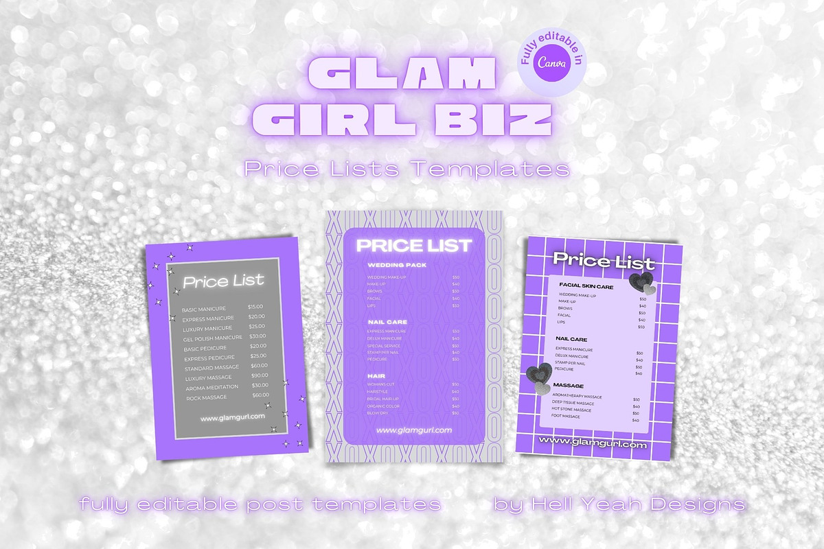 Glam Business Price Lists Templates, a Stationery Template by Hell Yeah Designs (Photo 1 of 6)