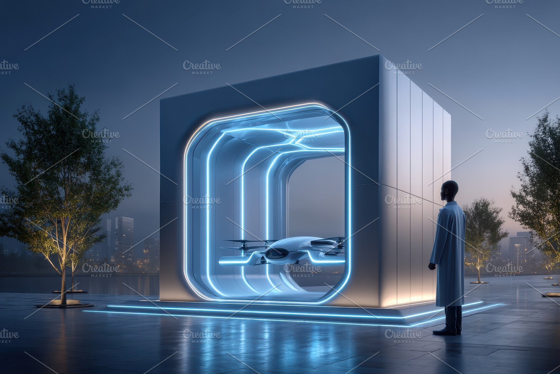 Futuristic Drone in Glowing Cube Structure, a Technology Photo by AlyaAnd