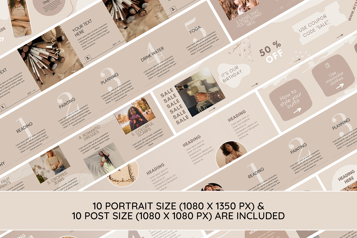 Beige Instagram Carousel Bundle, a Social Media Template by SunshineStudioBoutique (Photo 2 of 9)