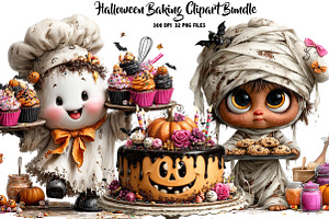 Halloween Baking Clipart Bundle, a Seasonal Illustration by CreationArt
