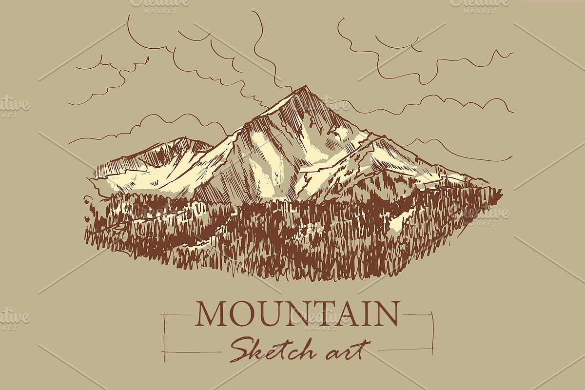Sketch of mountain, an Illustration by Infinity Creativity