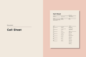 Photoshoot Call Sheet Template