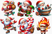 Watercolor Funny Santa Claus Clipart, an Illustration by Canvas Craft (Thumbnail 2 of 8)