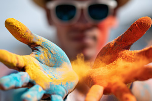 Vibrant close up of a man throwing, a Person Photo by MistyDay