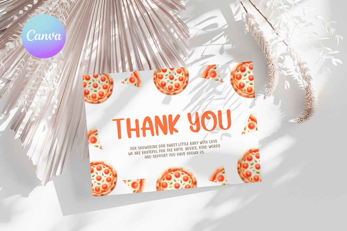Pizza Baby Shower Thank You Card, an Invitation Template by Digital_Mind (Photo 1 of 5)