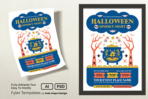 Folk Art Halloween Spooky Night, a Flyer Template by Hole Hope Design